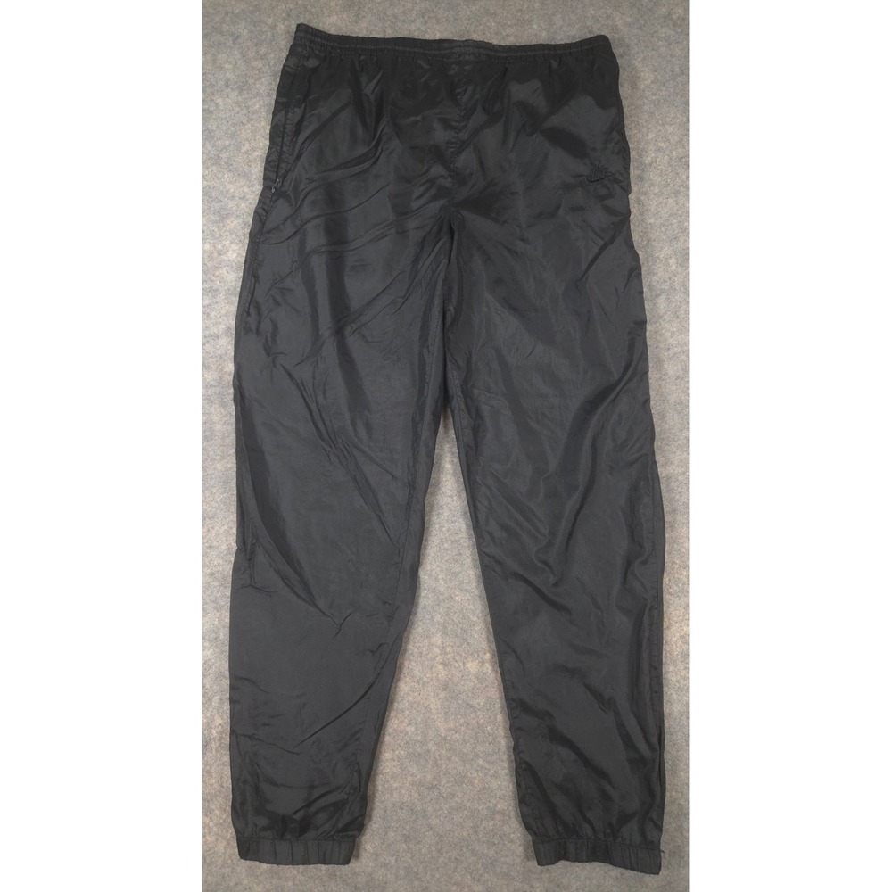 Nike Vintage Windbreaker Pants Mens Large Black Nylon Track Pants Tonal Logo